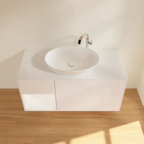 Bild von VILLEROY BOCH Finion Waschbeckenunterschrank, mit Beleuchtung, 3 Auszüge, 1200 x 603 x 501 mm, White Matt Lacquer / White Matt Lacquer / Glass White Matt #F941MTMT