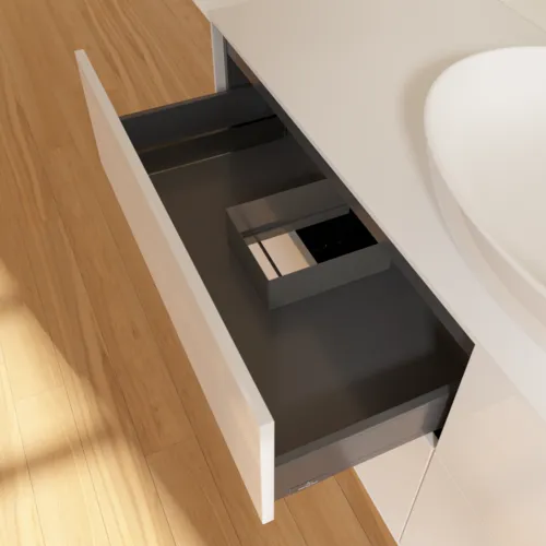 Bild von VILLEROY BOCH Finion Waschbeckenunterschrank, 4 Auszüge, 1600 x 603 x 501 mm, Glossy White Lacquer / Glass White Matt #F97100GF