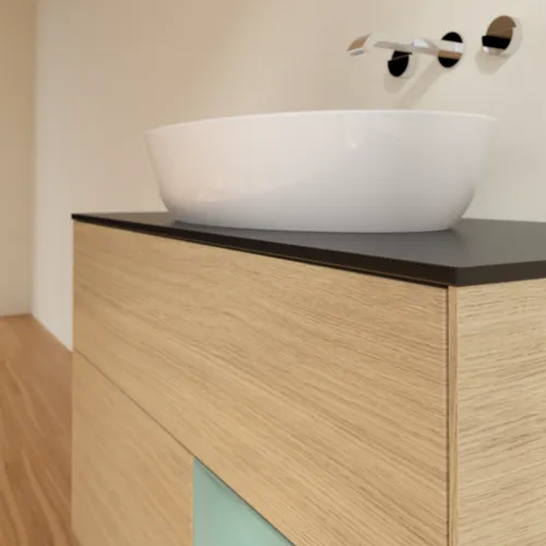 VILLEROY BOCH Finion Waschbeckenunterschrank, mit Beleuchtung, 2 Auszüge, 1000 x 603 x 501 mm, Oak Veneer / Olive Matt Lacquer / Glass Black Matt #FA22GMPC, Bild 6