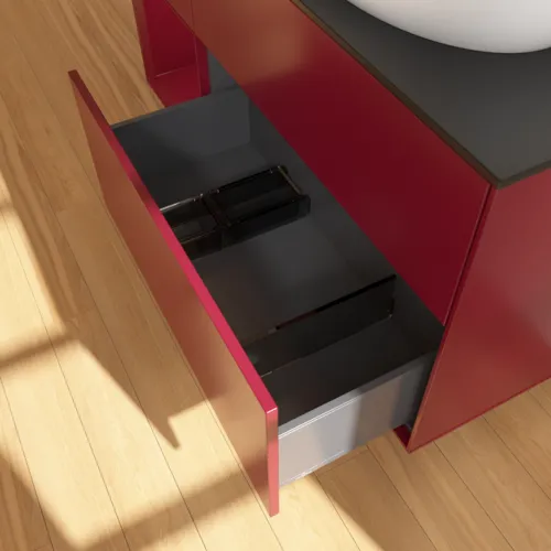 Bild von VILLEROY BOCH Finion Waschbeckenunterschrank, mit Beleuchtung, 3 Auszüge, 1200 x 603 x 501 mm, Peony Matt Lacquer / Peony Matt Lacquer / Glass Black Matt #FA42HBHB