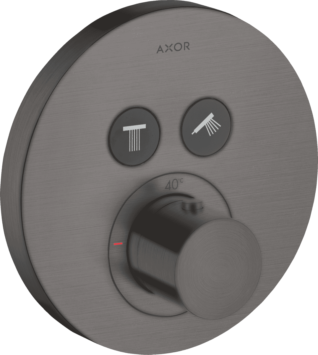 Obrázek HANSGROHE AXOR ShowerSolutions Termostat s podomítkovou instalací, kulatá rozeta, pro 2 spotřebiče #36723340 - kartáčovaný černý chrom