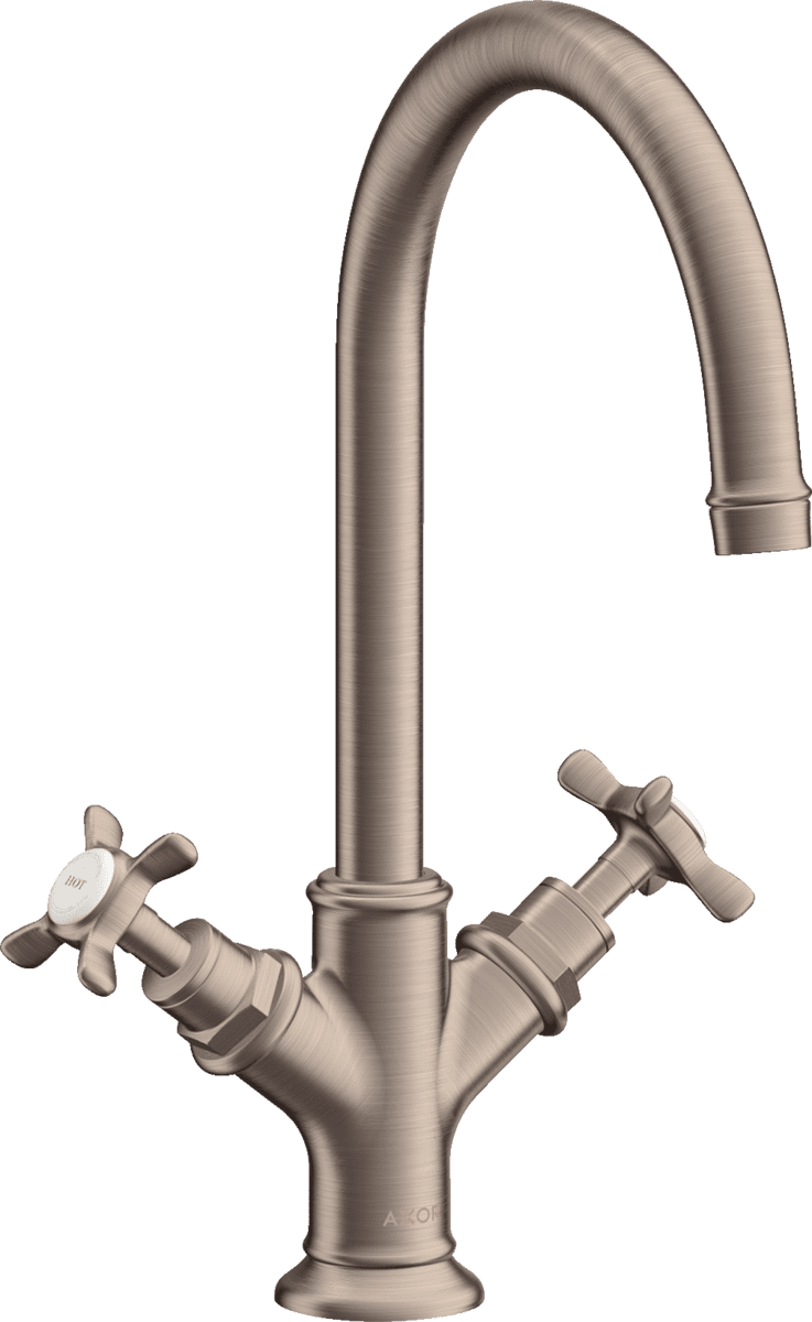 Bild von HANSGROHE AXOR Montreux 2-Griff Waschtischarmatur 210 mit Kreuzgriffen und Zugstangen-Ablaufgarnitur #16502820 - Brushed Nickel