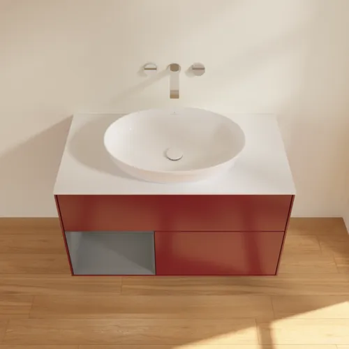 Bild von VILLEROY BOCH Finion Waschbeckenunterschrank, mit Beleuchtung, 2 Auszüge, 1000 x 603 x 501 mm, Peony Matt Lacquer / Anthracite Matt Lacquer / Glass White Matt #FA11GKHB