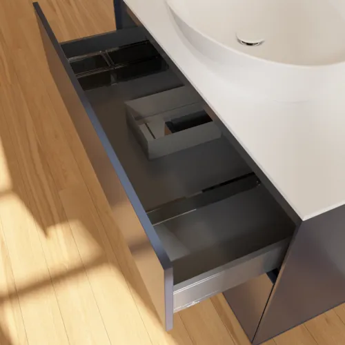 VILLEROY BOCH Finion Waschbeckenunterschrank, mit Beleuchtung, 2 Auszüge, 1000 x 603 x 501 mm, Midnight Blue Matt Lacquer / Anthracite Matt Lacquer / Glass White Matt #FA11GKHG, Bild 6