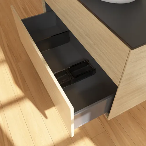 Bild von VILLEROY BOCH Finion Waschbeckenunterschrank, 2 Auszüge, 1000 x 603 x 501 mm, Oak Veneer / Glass Black Matt #FA0200PC