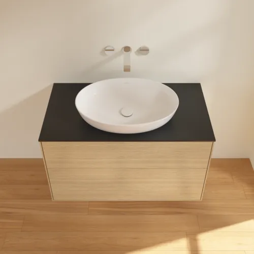 Bild von VILLEROY BOCH Finion Waschbeckenunterschrank, 2 Auszüge, 1000 x 603 x 501 mm, Oak Veneer / Glass Black Matt #FA0200PC