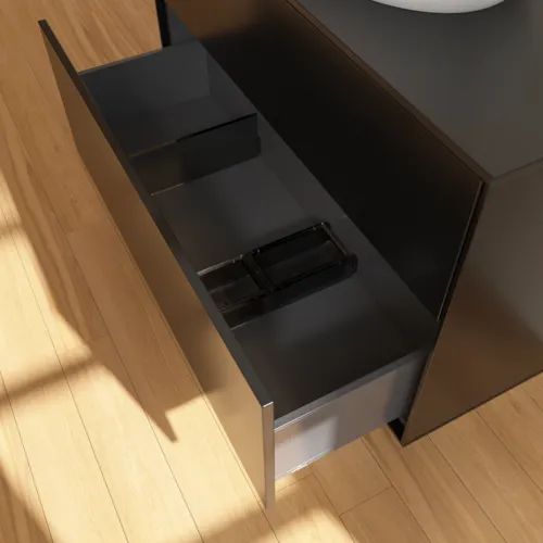 Bild von VILLEROY BOCH Finion Waschbeckenunterschrank, 2 Auszüge, 1000 x 603 x 501 mm, Black Matt Lacquer / Glass Black Matt #FA0200PD