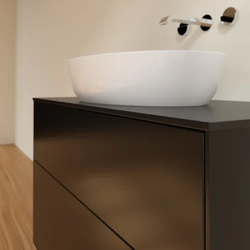 Bild von VILLEROY BOCH Finion Waschbeckenunterschrank, 2 Auszüge, 1000 x 603 x 501 mm, Black Matt Lacquer / Glass Black Matt #FA0200PD