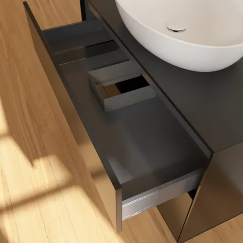 Bild von VILLEROY BOCH Finion Waschbeckenunterschrank, 2 Auszüge, 1000 x 603 x 501 mm, Black Matt Lacquer / Glass Black Matt #FA0200PD