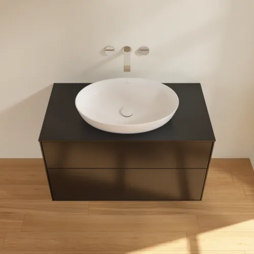 Bild von VILLEROY BOCH Finion Waschbeckenunterschrank, 2 Auszüge, 1000 x 603 x 501 mm, Black Matt Lacquer / Glass Black Matt #FA0200PD