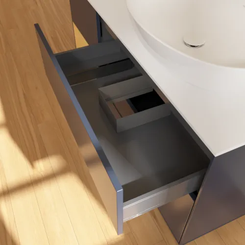 Bild von VILLEROY BOCH Finion Waschbeckenunterschrank, mit Beleuchtung, 3 Auszüge, 1200 x 603 x 501 mm, Midnight Blue Matt Lacquer / Gold Matt Lacquer / Glass White Matt #FA41HFHG