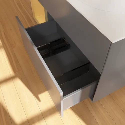 Bild von VILLEROY BOCH Finion Waschbeckenunterschrank, mit Beleuchtung, 3 Auszüge, 1200 x 603 x 501 mm, Anthracite Matt Lacquer / Gold Matt Lacquer / Glass White Matt #FA41HFGK