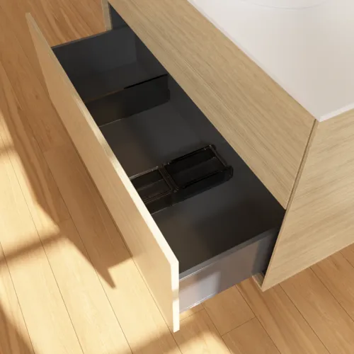 Bild von VILLEROY BOCH Finion Waschbeckenunterschrank, 2 Auszüge, 1000 x 603 x 501 mm, Oak Veneer / Glass White Matt #FA0100PC