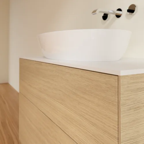 Bild von VILLEROY BOCH Finion Waschbeckenunterschrank, 2 Auszüge, 1000 x 603 x 501 mm, Oak Veneer / Glass White Matt #FA0100PC