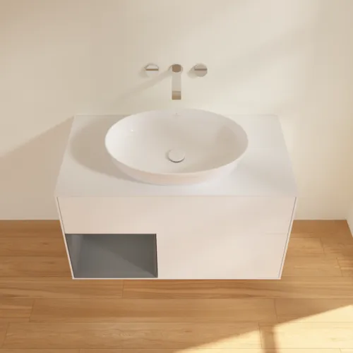 Bild von VILLEROY BOCH Finion Waschbeckenunterschrank, mit Beleuchtung, 2 Auszüge, 1000 x 603 x 501 mm, White Matt Lacquer / Anthracite Matt Lacquer / Glass White Matt #FA11GKMT