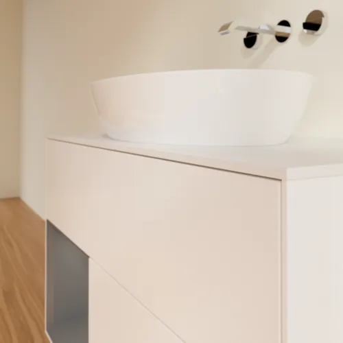 Bild von VILLEROY BOCH Finion Waschbeckenunterschrank, mit Beleuchtung, 2 Auszüge, 1000 x 603 x 501 mm, White Matt Lacquer / Anthracite Matt Lacquer / Glass White Matt #FA11GKMT