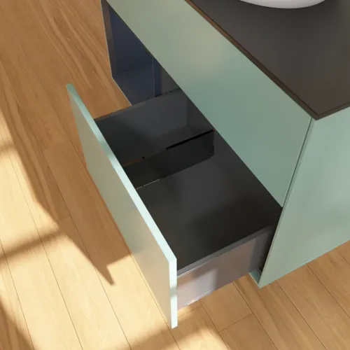 Bild von VILLEROY BOCH Finion Waschbeckenunterschrank, mit Beleuchtung, 2 Auszüge, 1000 x 603 x 501 mm, Olive Matt Lacquer / Midnight Blue Matt Lacquer / Glass Black Matt #FA12HGGM