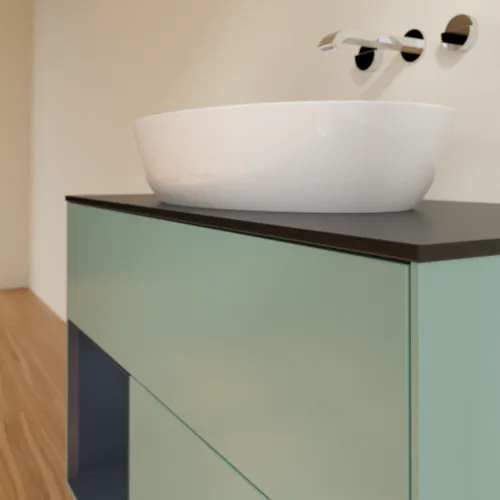 Bild von VILLEROY BOCH Finion Waschbeckenunterschrank, mit Beleuchtung, 2 Auszüge, 1000 x 603 x 501 mm, Olive Matt Lacquer / Midnight Blue Matt Lacquer / Glass Black Matt #FA12HGGM