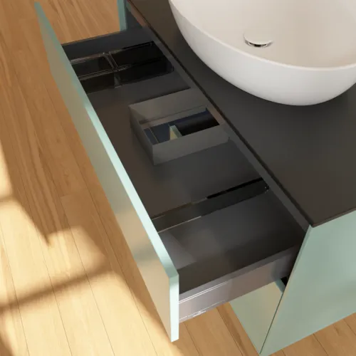 Bild von VILLEROY BOCH Finion Waschbeckenunterschrank, mit Beleuchtung, 2 Auszüge, 1000 x 603 x 501 mm, Olive Matt Lacquer / Midnight Blue Matt Lacquer / Glass Black Matt #FA12HGGM