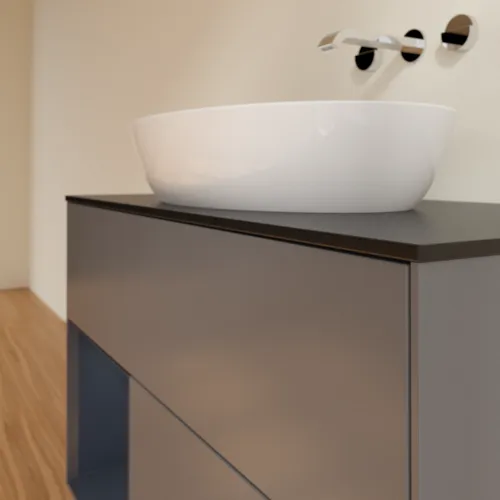 Bild von VILLEROY BOCH Finion Waschbeckenunterschrank, mit Beleuchtung, 2 Auszüge, 1000 x 603 x 501 mm, Anthracite Matt Lacquer / Midnight Blue Matt Lacquer / Glass Black Matt #FA12HGGK