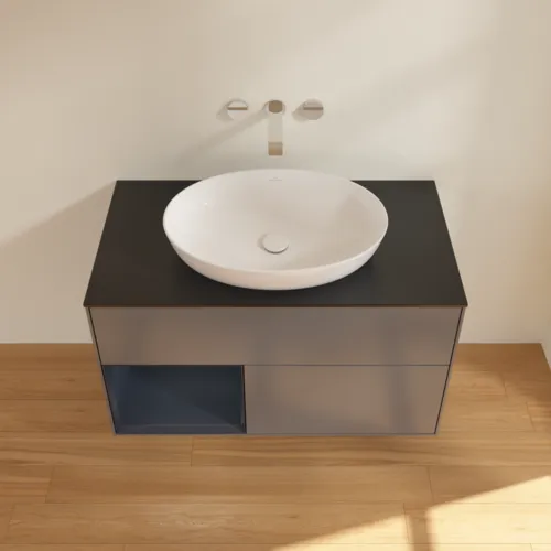 Bild von VILLEROY BOCH Finion Waschbeckenunterschrank, mit Beleuchtung, 2 Auszüge, 1000 x 603 x 501 mm, Anthracite Matt Lacquer / Midnight Blue Matt Lacquer / Glass Black Matt #FA12HGGK
