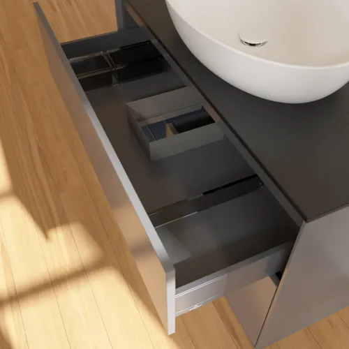 Bild von VILLEROY BOCH Finion Waschbeckenunterschrank, mit Beleuchtung, 2 Auszüge, 1000 x 603 x 501 mm, Anthracite Matt Lacquer / Midnight Blue Matt Lacquer / Glass Black Matt #FA12HGGK