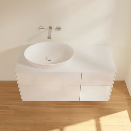 Bild von VILLEROY BOCH Finion Waschbeckenunterschrank, mit Beleuchtung, 3 Auszüge, 1200 x 603 x 501 mm, Glossy White Lacquer / Glossy White Lacquer / Glass White Matt #FA51GFGF