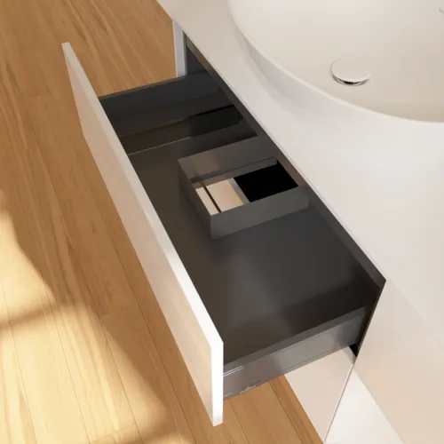 Bild von VILLEROY BOCH Finion Waschbeckenunterschrank, mit Beleuchtung, 3 Auszüge, 1200 x 603 x 501 mm, Glossy White Lacquer / Glossy White Lacquer / Glass White Matt #FA51GFGF