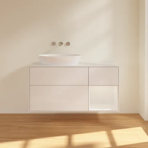 Bild von VILLEROY BOCH Finion Waschbeckenunterschrank, mit Beleuchtung, 3 Auszüge, 1200 x 603 x 501 mm, Glossy White Lacquer / Glossy White Lacquer / Glass White Matt #FA51GFGF