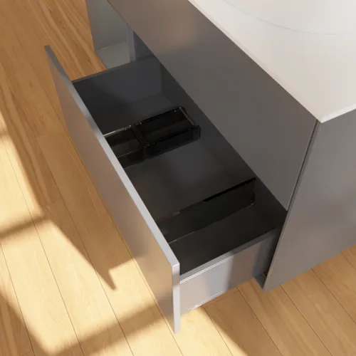 Bild von VILLEROY BOCH Finion Waschbeckenunterschrank, mit Beleuchtung, 3 Auszüge, 1200 x 603 x 501 mm, Anthracite Matt Lacquer / Anthracite Matt Lacquer / Glass White Matt #FA41GKGK