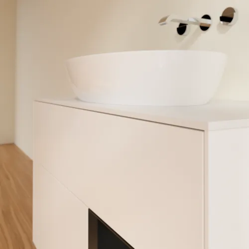 Bild von VILLEROY BOCH Finion Waschbeckenunterschrank, mit Beleuchtung, 2 Auszüge, 1000 x 603 x 501 mm, White Matt Lacquer / Black Matt Lacquer / Glass White Matt #FA21PDMT