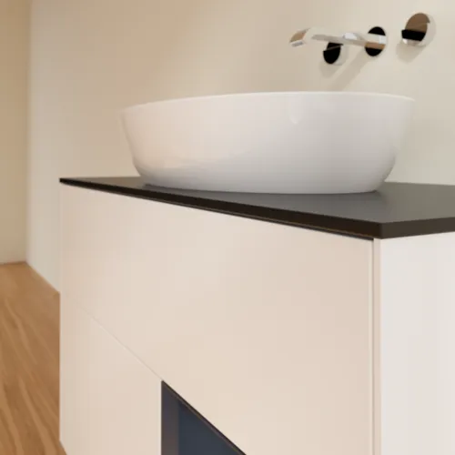 Bild von VILLEROY BOCH Finion Waschbeckenunterschrank, mit Beleuchtung, 2 Auszüge, 1000 x 603 x 501 mm, White Matt Lacquer / Midnight Blue Matt Lacquer / Glass Black Matt #FA22HGMT