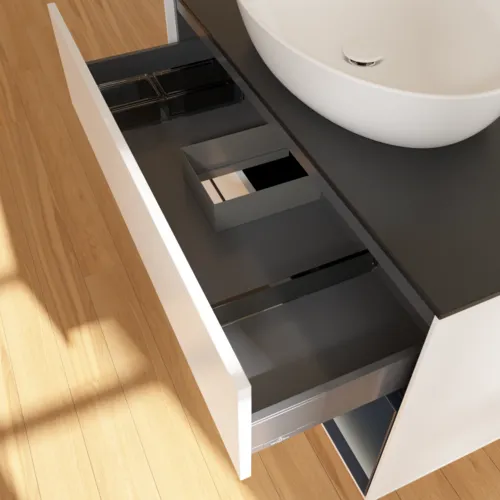 Bild von VILLEROY BOCH Finion Waschbeckenunterschrank, mit Beleuchtung, 2 Auszüge, 1000 x 603 x 501 mm, White Matt Lacquer / Midnight Blue Matt Lacquer / Glass Black Matt #FA22HGMT