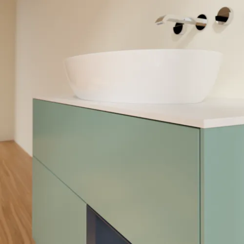 Bild von VILLEROY BOCH Finion Waschbeckenunterschrank, mit Beleuchtung, 2 Auszüge, 1000 x 603 x 501 mm, Olive Matt Lacquer / Midnight Blue Matt Lacquer / Glass White Matt #FA21HGGM
