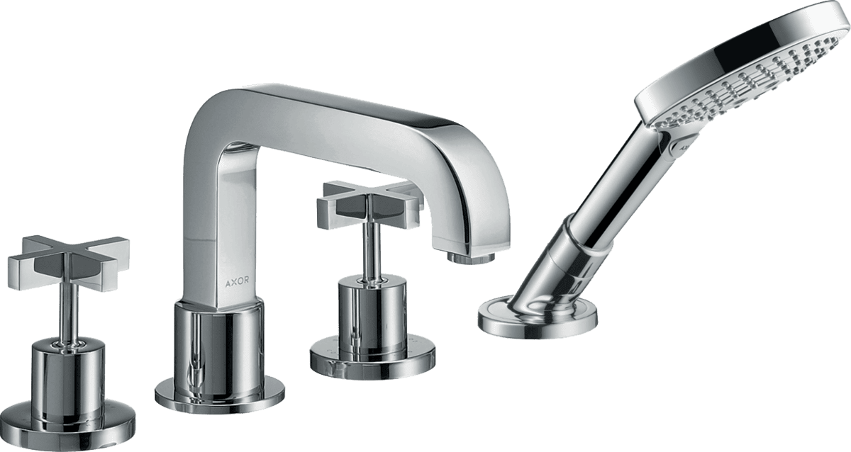 Picture of HANSGROHE AXOR Citterio 4-hole tile mounted bath mixer with cross handles and escutcheons #39453000 - Chrome