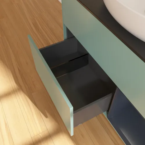 Bild von VILLEROY BOCH Finion Waschbeckenunterschrank, mit Beleuchtung, 2 Auszüge, 1000 x 603 x 501 mm, Olive Matt Lacquer / Midnight Blue Matt Lacquer / Glass Black Matt #FA22HGGM