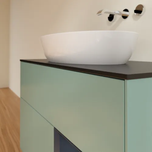 Bild von VILLEROY BOCH Finion Waschbeckenunterschrank, mit Beleuchtung, 2 Auszüge, 1000 x 603 x 501 mm, Olive Matt Lacquer / Midnight Blue Matt Lacquer / Glass Black Matt #FA22HGGM
