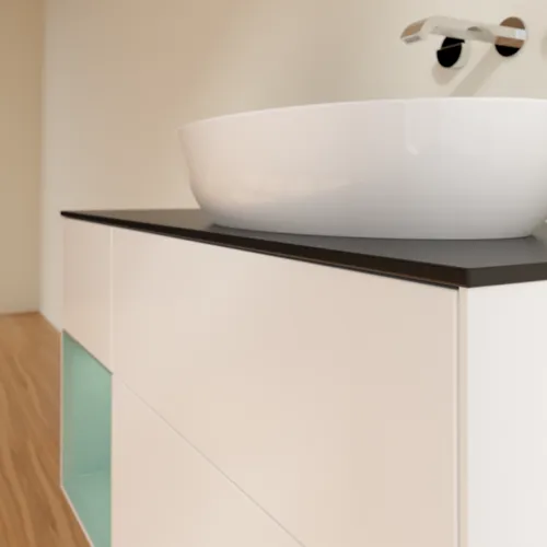 VILLEROY BOCH Finion Waschbeckenunterschrank, mit Beleuchtung, 3 Auszüge, 1200 x 603 x 501 mm, White Matt Lacquer / Olive Matt Lacquer / Glass Black Matt #FA42GMMT, Bild 6
