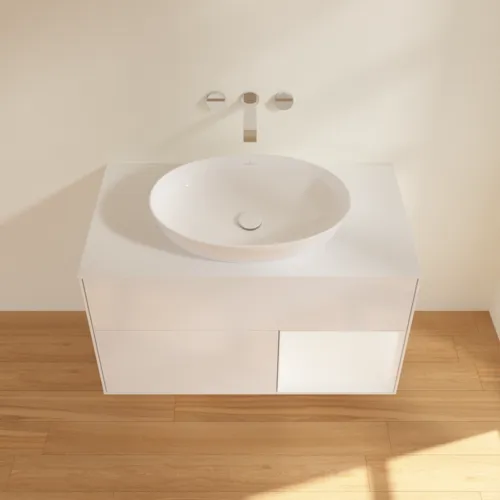 Bild von VILLEROY BOCH Finion Waschbeckenunterschrank, mit Beleuchtung, 2 Auszüge, 1000 x 603 x 501 mm, Glossy White Lacquer / White Matt Lacquer / Glass White Matt #FA21MTGF