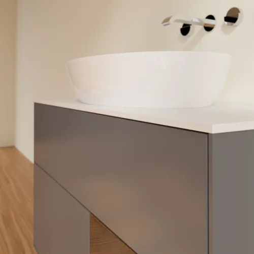Bild von VILLEROY BOCH Finion Waschbeckenunterschrank, mit Beleuchtung, 2 Auszüge, 1000 x 603 x 501 mm, Anthracite Matt Lacquer / Walnut Veneer / Glass White Matt #FA21GNGK