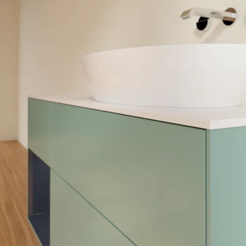 VILLEROY BOCH Finion Waschbeckenunterschrank, mit Beleuchtung, 3 Auszüge, 1200 x 603 x 501 mm, Olive Matt Lacquer / Midnight Blue Matt Lacquer / Glass White Matt #FA41HGGM, Bild 6