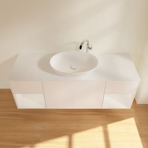 Bild von VILLEROY BOCH Finion Waschbeckenunterschrank, mit Beleuchtung, 4 Auszüge, 1600 x 603 x 501 mm, White Matt Lacquer / Glossy White Lacquer / Glass White Matt #F981GFMT