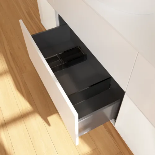 Bild von VILLEROY BOCH Finion Waschbeckenunterschrank, mit Beleuchtung, 4 Auszüge, 1600 x 603 x 501 mm, White Matt Lacquer / Glossy White Lacquer / Glass White Matt #F981GFMT