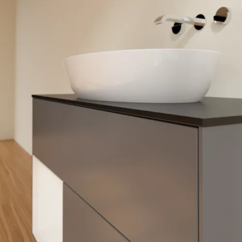VILLEROY BOCH Finion Waschbeckenunterschrank, mit Beleuchtung, 2 Auszüge, 1000 x 603 x 501 mm, Anthracite Matt Lacquer / Glossy White Lacquer / Glass Black Matt #FA12GFGK, Bild 6