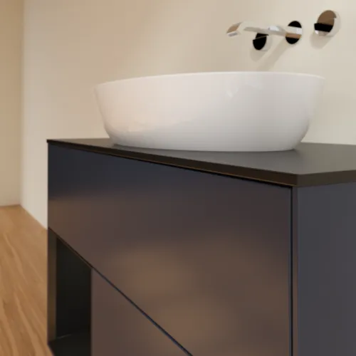 Bild von VILLEROY BOCH Finion Waschbeckenunterschrank, mit Beleuchtung, 2 Auszüge, 1000 x 603 x 501 mm, Midnight Blue Matt Lacquer / Black Matt Lacquer / Glass Black Matt #FA12PDHG
