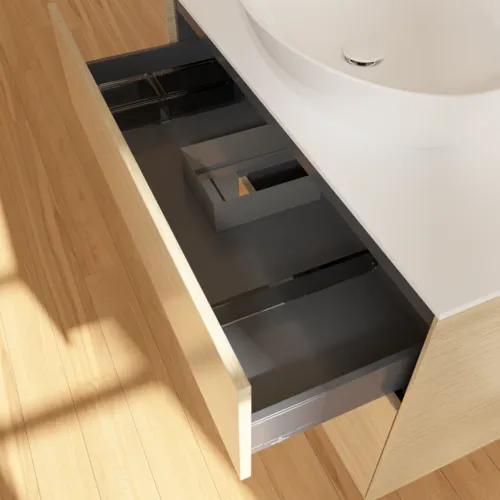 Bild von VILLEROY BOCH Finion Waschbeckenunterschrank, mit Beleuchtung, 2 Auszüge, 1000 x 603 x 501 mm, Oak Veneer / Anthracite Matt Lacquer / Glass White Matt #FA11GKPC