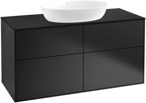 εικόνα του VILLEROY BOCH Finion Vanity unit, 4 pull-out compartments, 1200 x 603 x 501 mm, Black Matt Lacquer / Glass Black Matt #FA3200PD