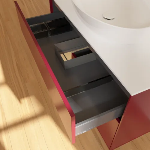 VILLEROY BOCH Finion Waschbeckenunterschrank, mit Beleuchtung, 2 Auszüge, 1000 x 603 x 501 mm, Peony Matt Lacquer / Oak Veneer / Glass White Matt #FA11PCHB, Bild 6