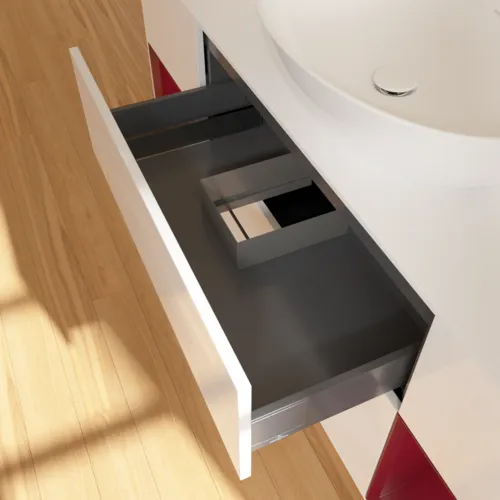 Bild von VILLEROY BOCH Finion Waschbeckenunterschrank, mit Beleuchtung, 4 Auszüge, 1600 x 603 x 501 mm, Glossy White Lacquer / Peony Matt Lacquer / Glass White Matt #F981HBGF
