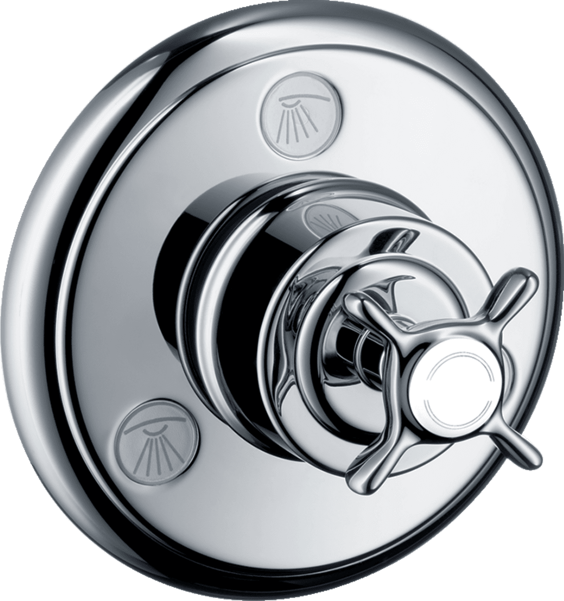 Зображення з  HANSGROHE AXOR Montreux Shut-off/ diverter valve Trio/ Quattro for concealed installation with cross handle #16830000 - Chrome
